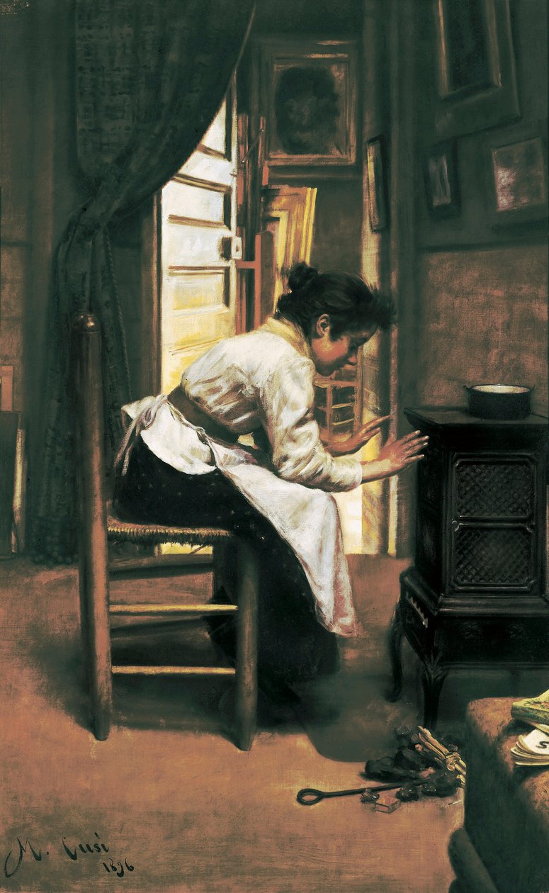 Eine Frau vor dem Herd von Manuel Cusí