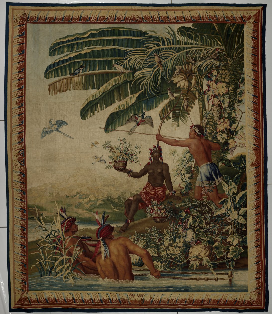 Die Fischer, Wandteppich aus der Serie Die Alten Indes von Manufacture Royale des Gobelins