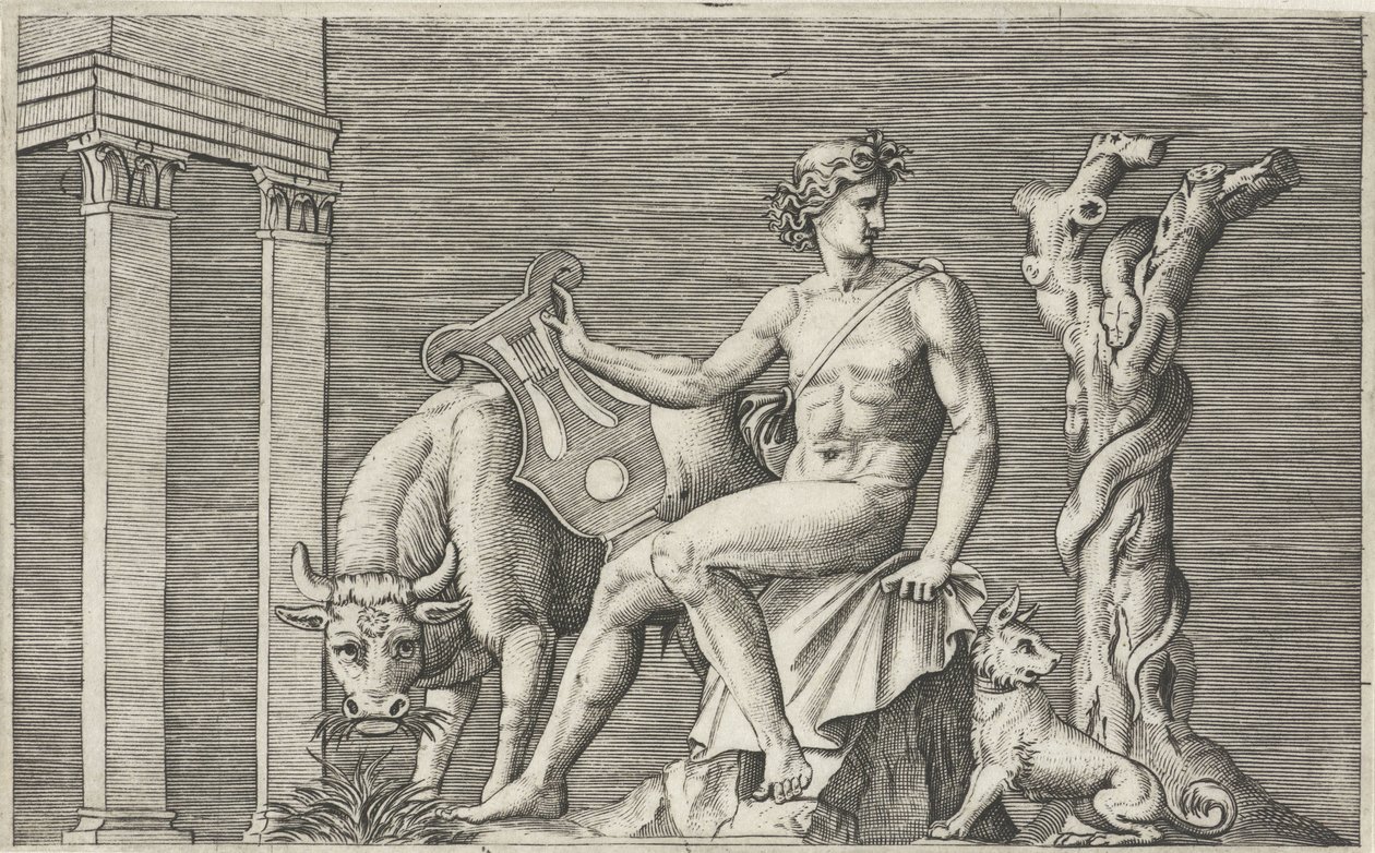 Apollo bewacht die Herde von Admetus von Marcantonio Raimondi
