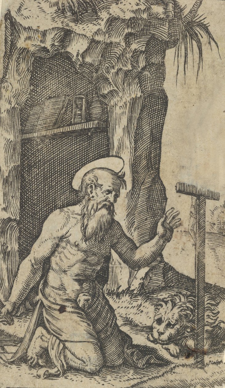 Der heilige Hieronymus kniet vor einem Kruzifix, aus der Serie 