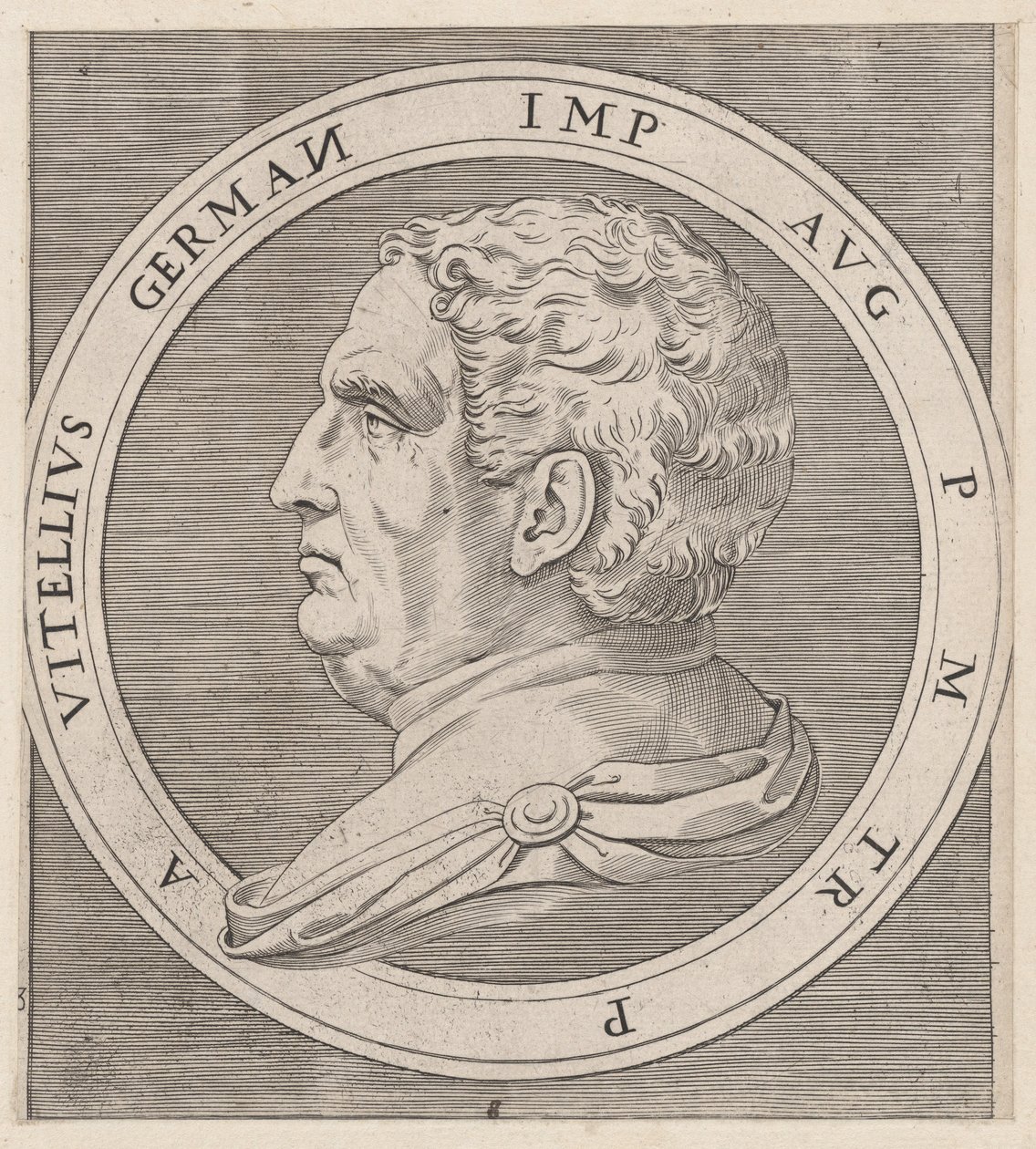 Speculum Romanae Magnificentiae: Vitellius, aus Die Zwölf Cäsaren, ca. 1500-1534 von Marcantonio Raimondi