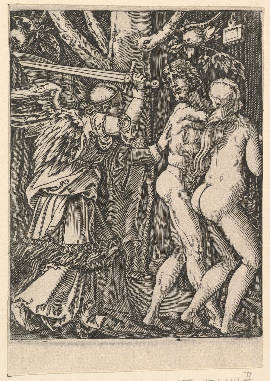 Die Vertreibung aus dem Paradies, nach Dürer, ca. 1500-1534 von Marcantonio Raimondi