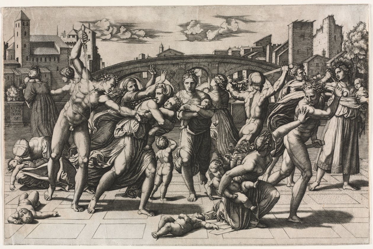 Das Massaker der Unschuldigen (Ohne den Tannenbaum) von Marcantonio Raimondi