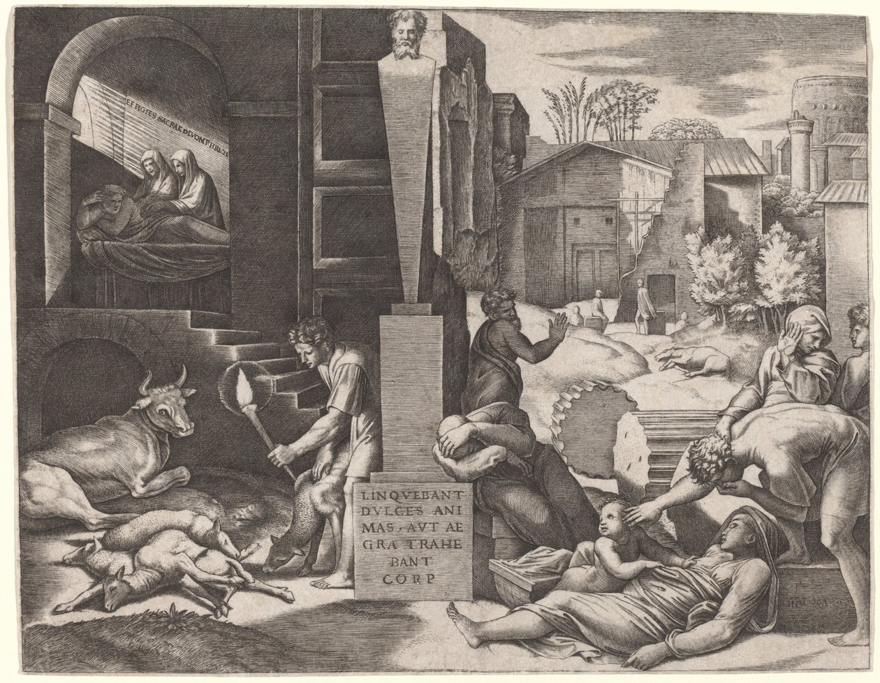 Il Morbetto (Die Pest) von Marcantonio Raimondi after Raphael