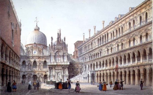 Der Innenhof des Palazzo Ducale, Venedig (gestochen von Brizeghel) von Marco (after) Moro