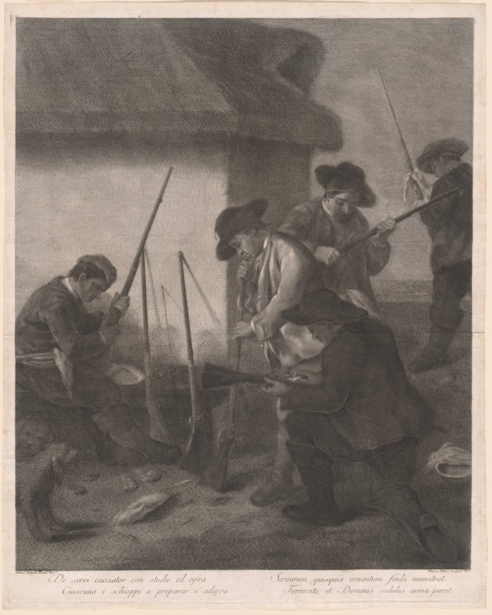 Diener bereiten die Gewehre für die Jagd vor von Marco Alvise Pitteri after Pietro Longhi