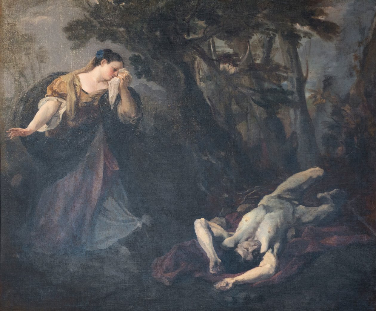Die heilige Margareta von Cortona findet den Leichnam ihres Geliebten von Marco Benefial