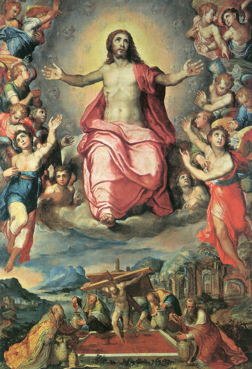 Mystische Kelter und Christus in der Glorie von Marco Pino