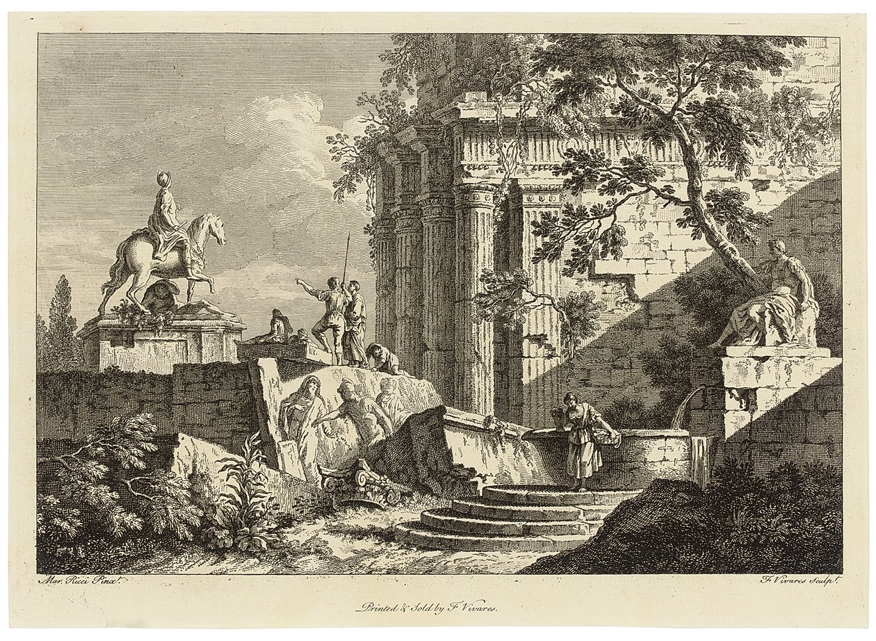 Ansicht aus einer Sammlung von sechs, graviert von Francois Vivares von Marco Ricci