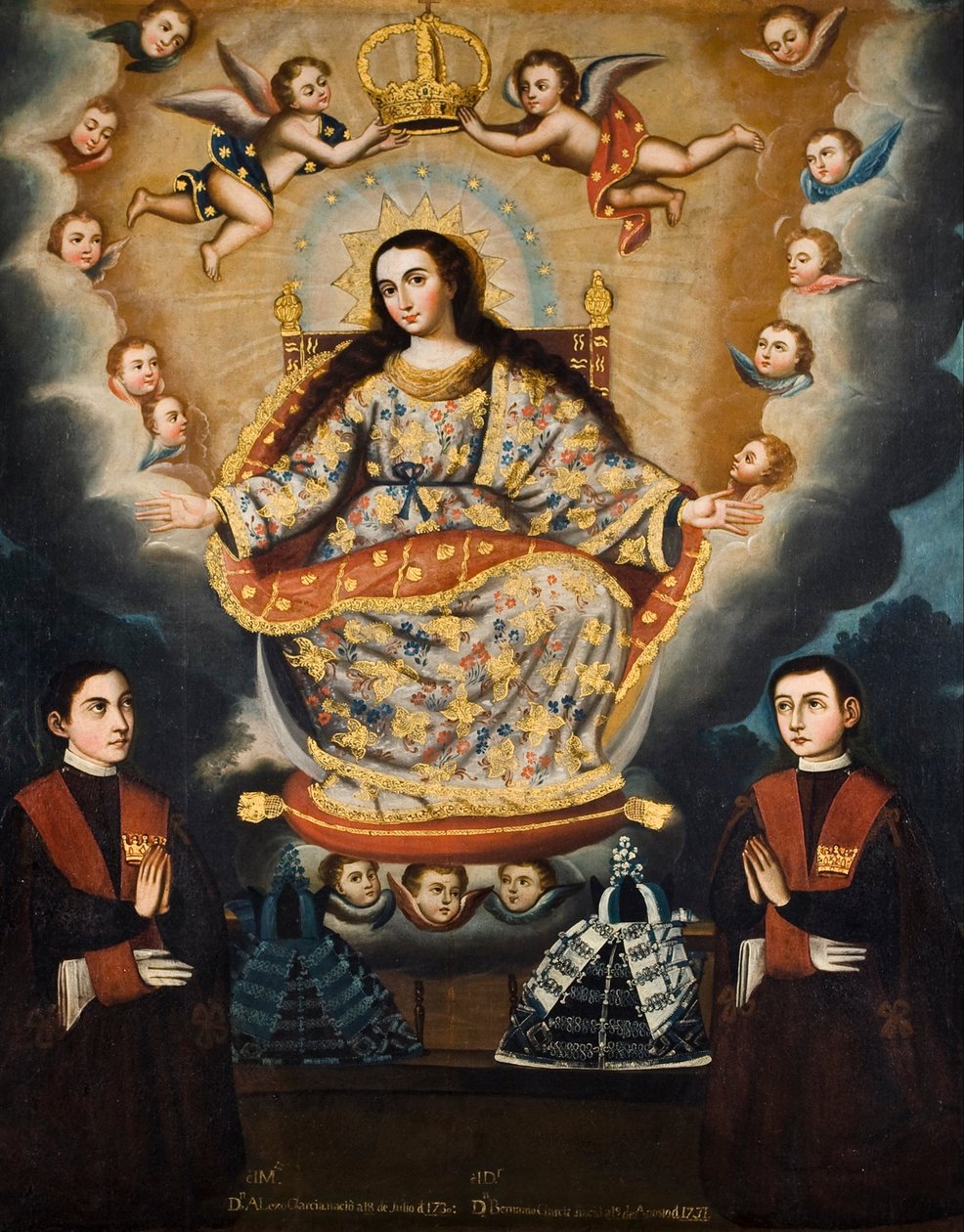 Sitzende Madonna mit Abschluss der García-Brüder von Marcos Zapata