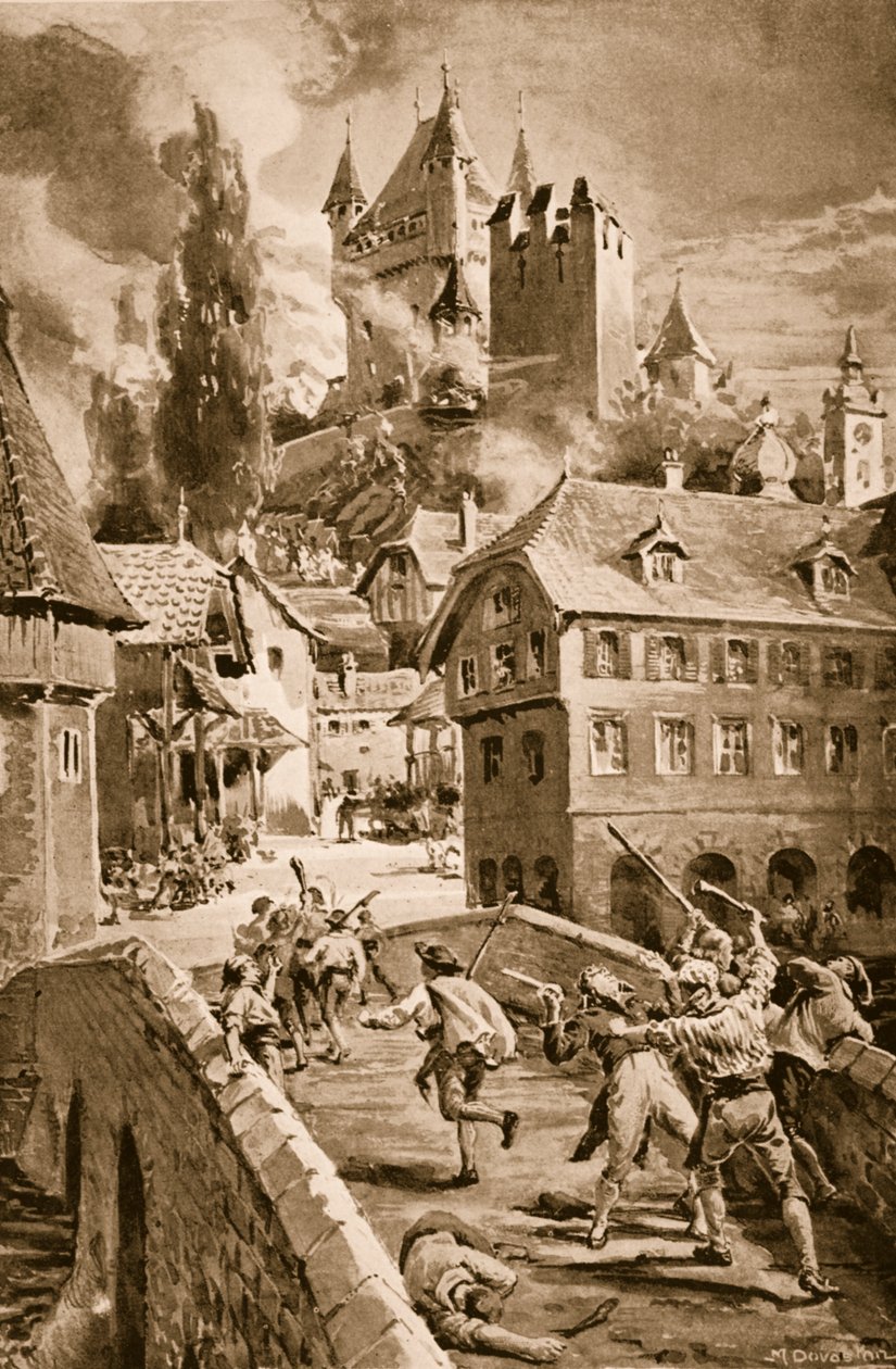 Die Verbrennung der Burg Wadenschwyl von Margaret Dovaston