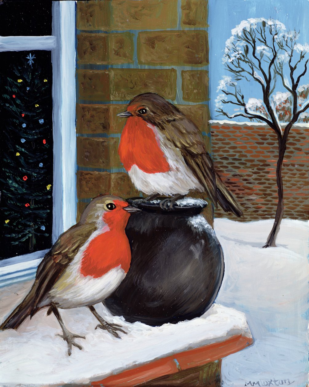 Rotkehlchen im Schnee von Margaret Loxton