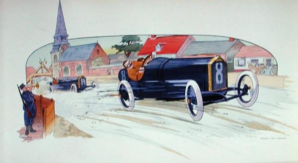 Ein Peugeot-Rennwagen im Grand Prix de France von 1911 von Marguerite (fl.1909 14) Montaut