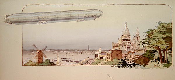 Das Spiess-Zodiac-Luftschiff, veröffentlicht von Mabileau, Paris von Marguerite (fl.1909 14) Montaut