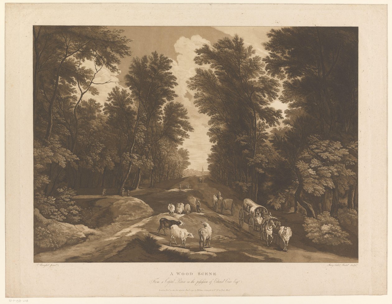 Bosrijk landschap met een pad en reizigers von Maria Catharina Prestel