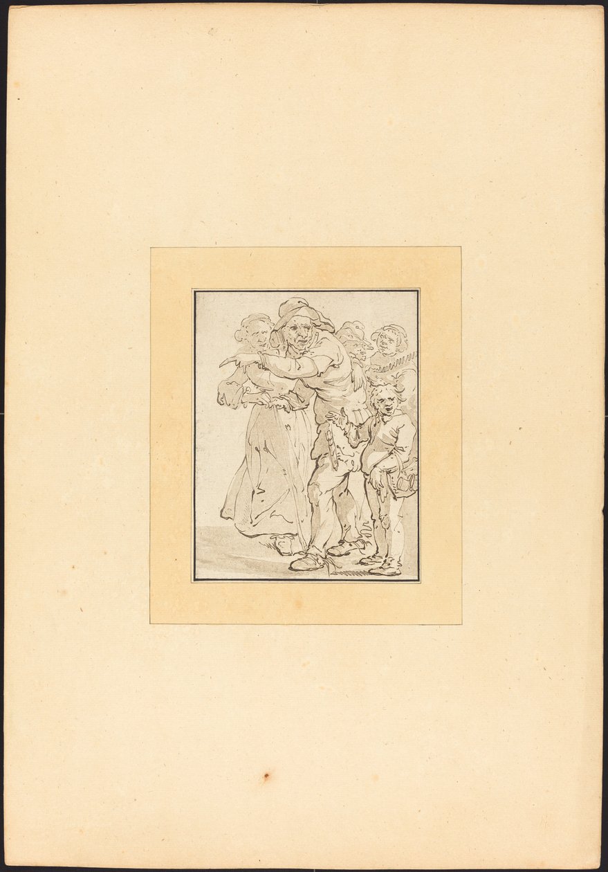 Alter Mann zeigt nach links von Maria Catharina Prestel after Adriaen Pietersz van de Venne