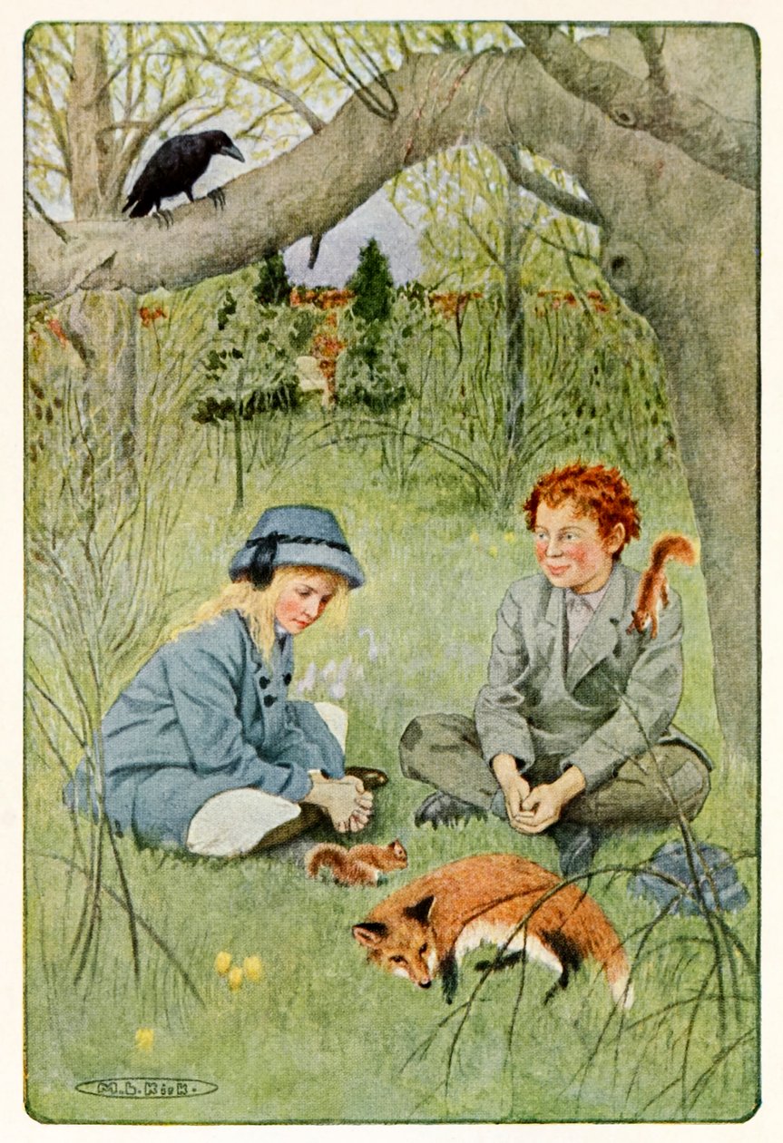 "It seemed scarcely bearable to leave such delightfulness" aus The Secret Garden von Frances Hodgson Burnett (1849-1924) von Maria Louise Kirk