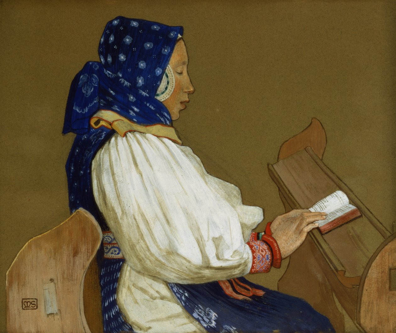 Eine slowakische Frau beim Gebet, Vazcecz, Ungarn, 1907 von Marianne Stokes