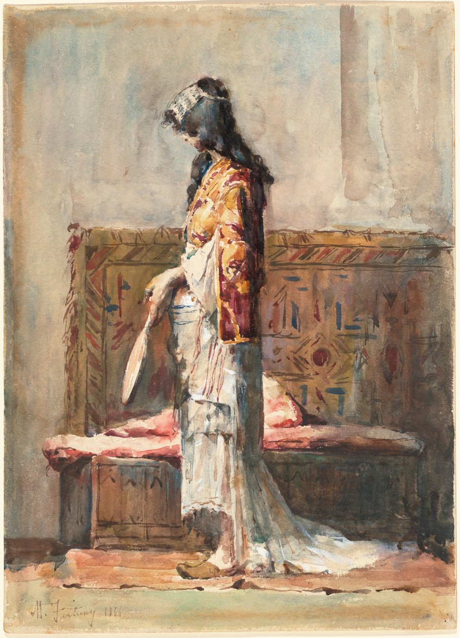 Eine marokkanische Frau in traditioneller Kleidung von Marià Fortuny