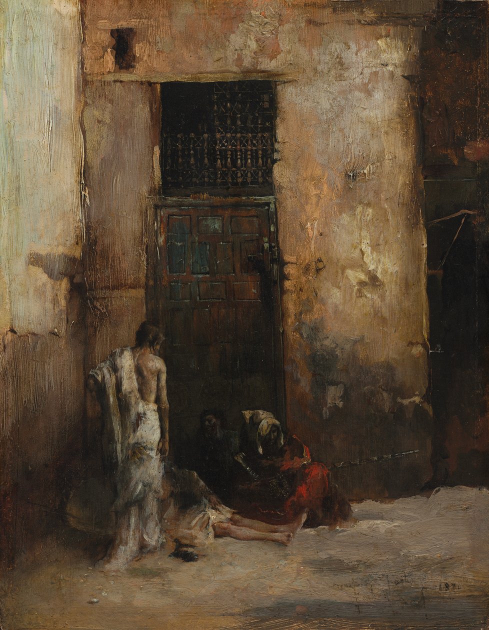 Bettler an einer Tür von Mariano Fortuny y Carbó