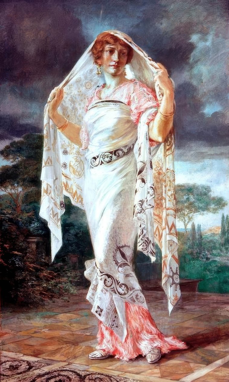 Porträt Henriette Fortunys im pompejanischen Gewand von Mariano Fortuny y Madrazo