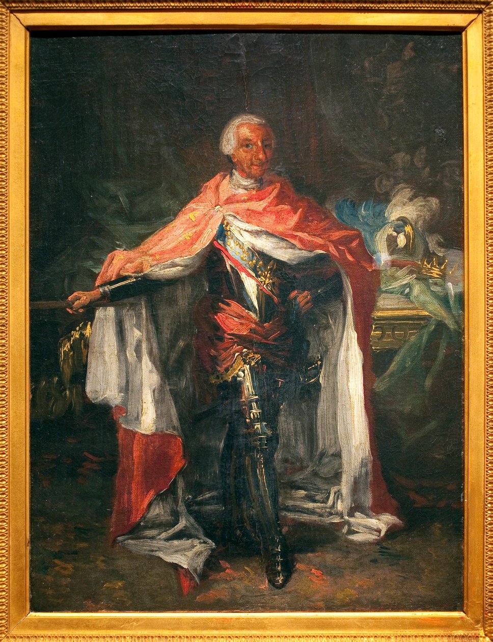 Porträt von Karl III. von Spanien (1716-1788) - Gemälde von Mariano Salvador Maella (1739-1819), Öl auf Leinwand, Skizze, spanische Kunst von Mariano Salvador de Maella