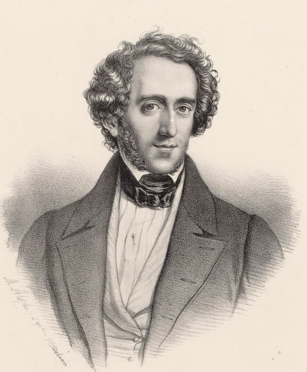 Porträt des Pianisten und Komponisten Felix Mendelssohn Bartholdy von Marie Alexandre Menut Alophe