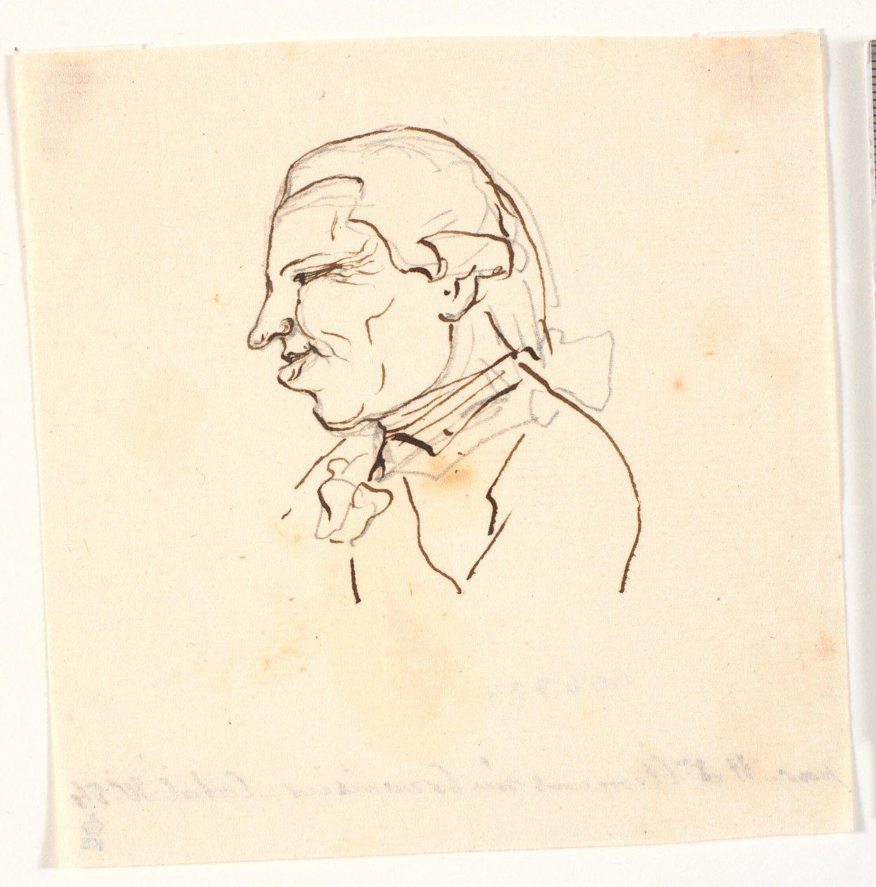 Herrenporträt. Profil nach links. Karikatur von Marie Jeanne Clemens