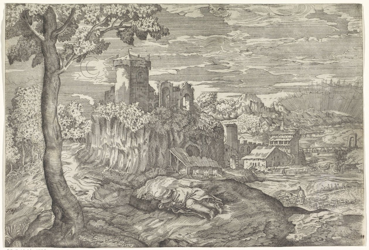 Landschaft mit Burgruine von Mario Cartaro