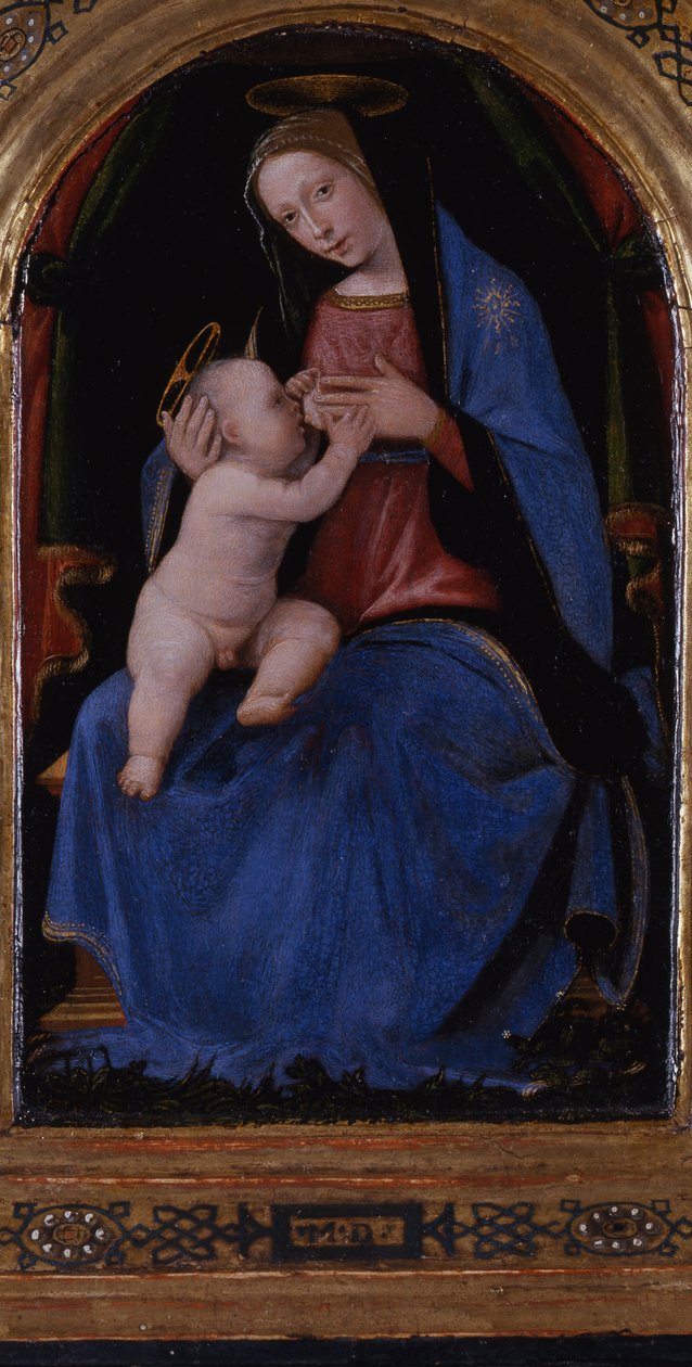 Triptychon, Mittelteil: Thronende Maria lactans, 1500 von Mariotto Albertinelli