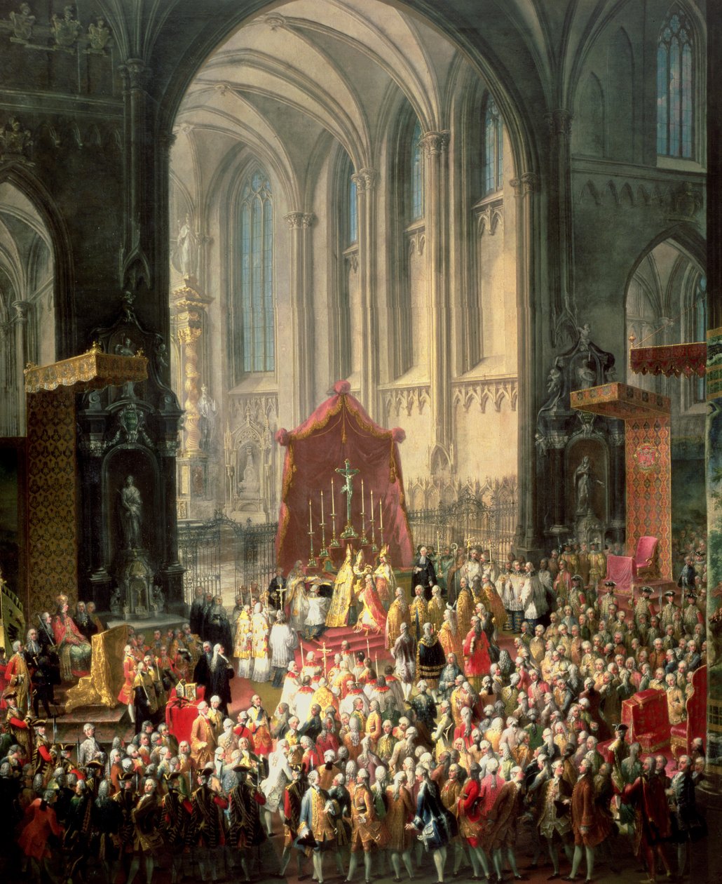 Die Krönung von Joseph II. (1741-90) zum Kaiser von Deutschland im Frankfurter Dom, 1764 von Martin II Mytens or Meytens
