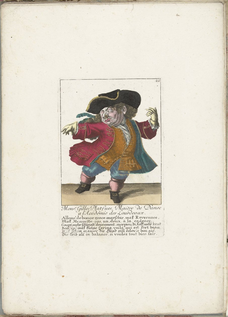 Der Zwerg Gilles Platfues als französischer Tanzmeister, ca. 1710 von Martin Engelbrecht (attributed to)
