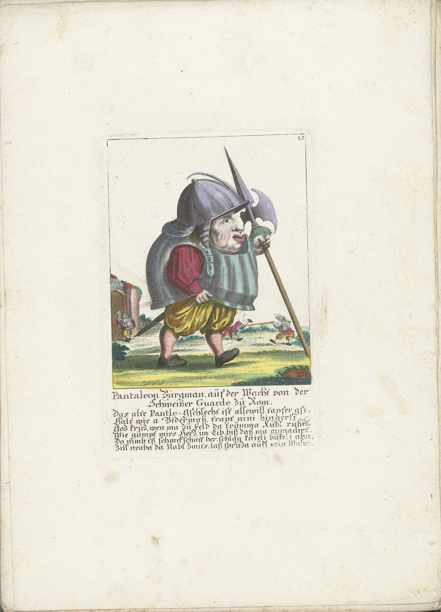 De dwerg Pantaleon Bürgman van de Zwitserse Garde te Rome, ca. 1710 von Martin Engelbrecht (attributed to)