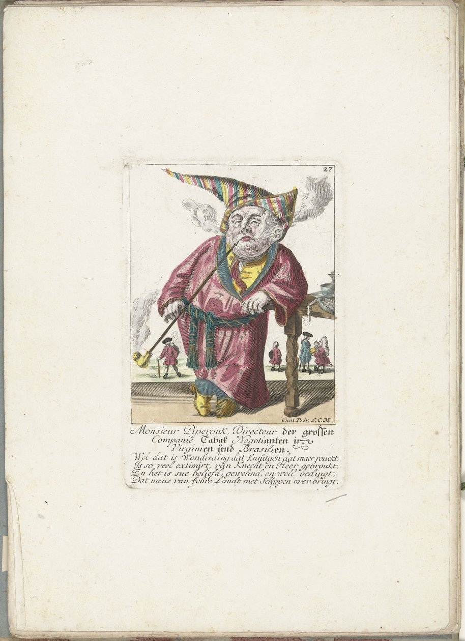 Der Zwerg Piperouk als Direktor einer Tabakgesellschaft, ca. 1710 von Martin Engelbrecht (attributed to)