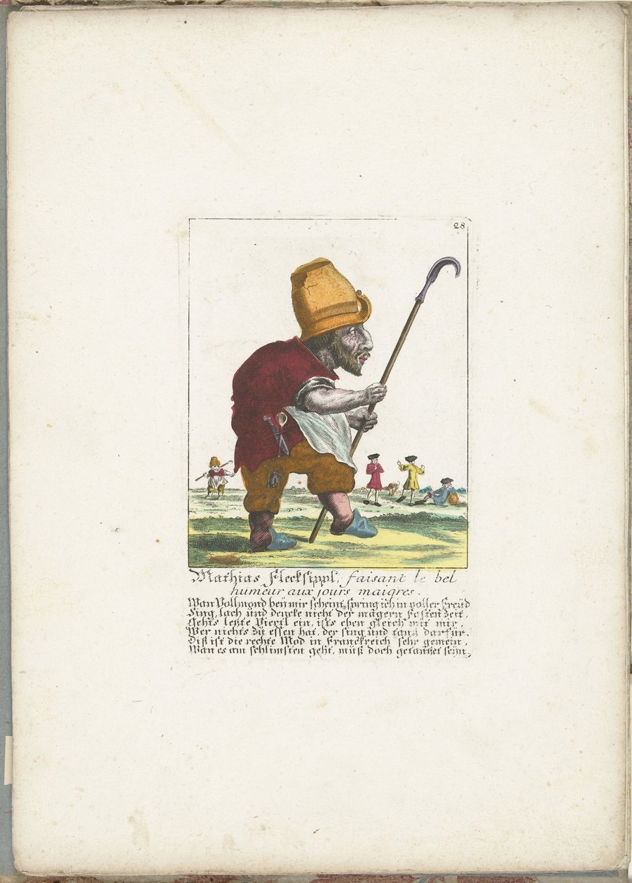 Der fröhliche Zwerg Mathias Flecksippl, ca. 1710 von Martin Engelbrecht (attributed to)