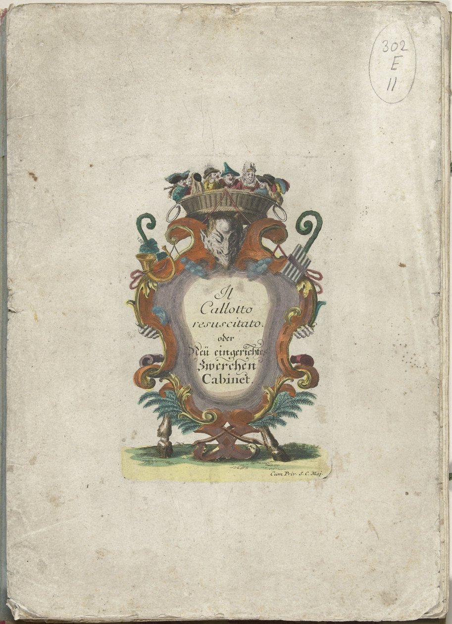 Titelblatt für die Serie: Il Callotto resurcitato oder Neu eingerichtes Zwerchen Cabinet, ca. 1710 von Martin Engelbrecht (attributed to)