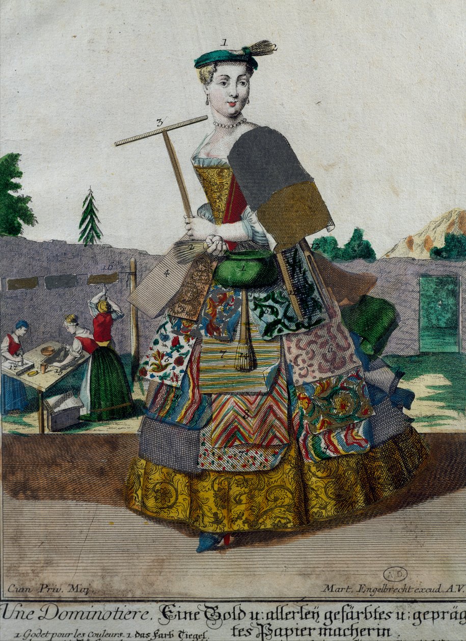 Hersteller von farbigen Papieren, Gravur aus Assemblage des nouveau manouvries habilles von Martin Engelbrecht