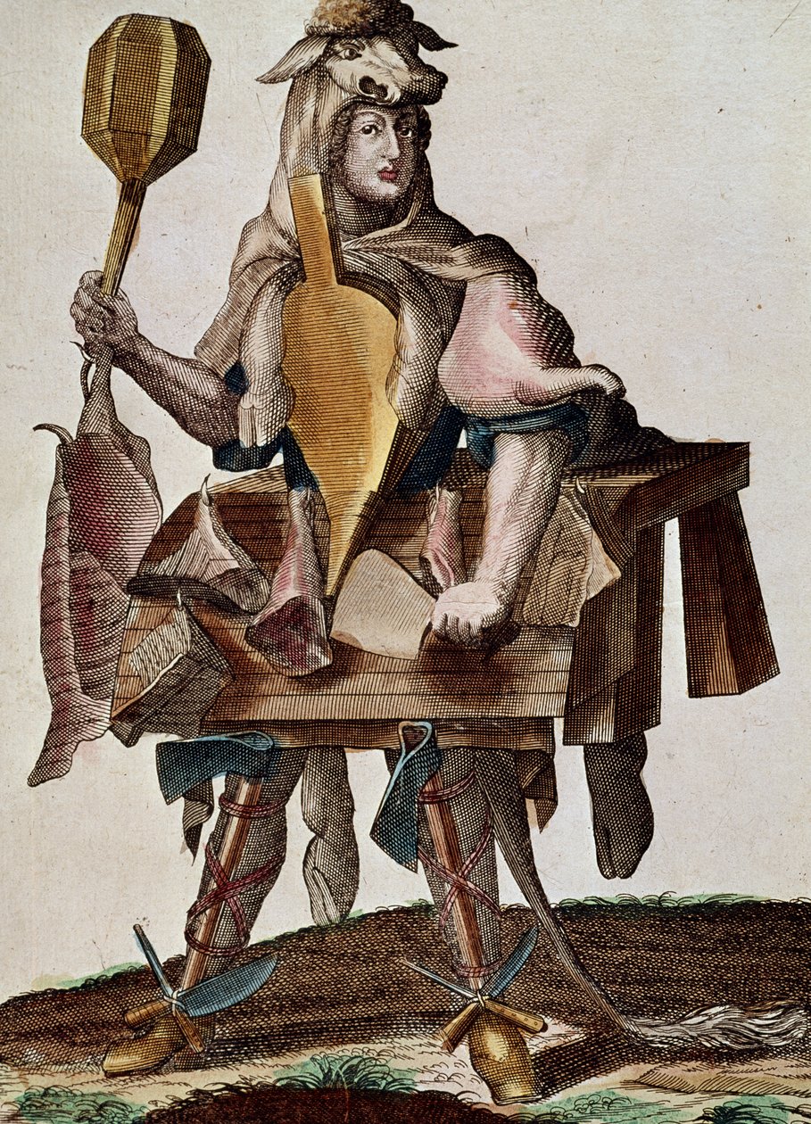 Der Metzger, Kupferstich aus Assemblage des nouveau manouvries habilles von Martin Engelbrecht von Martin Engelbrecht