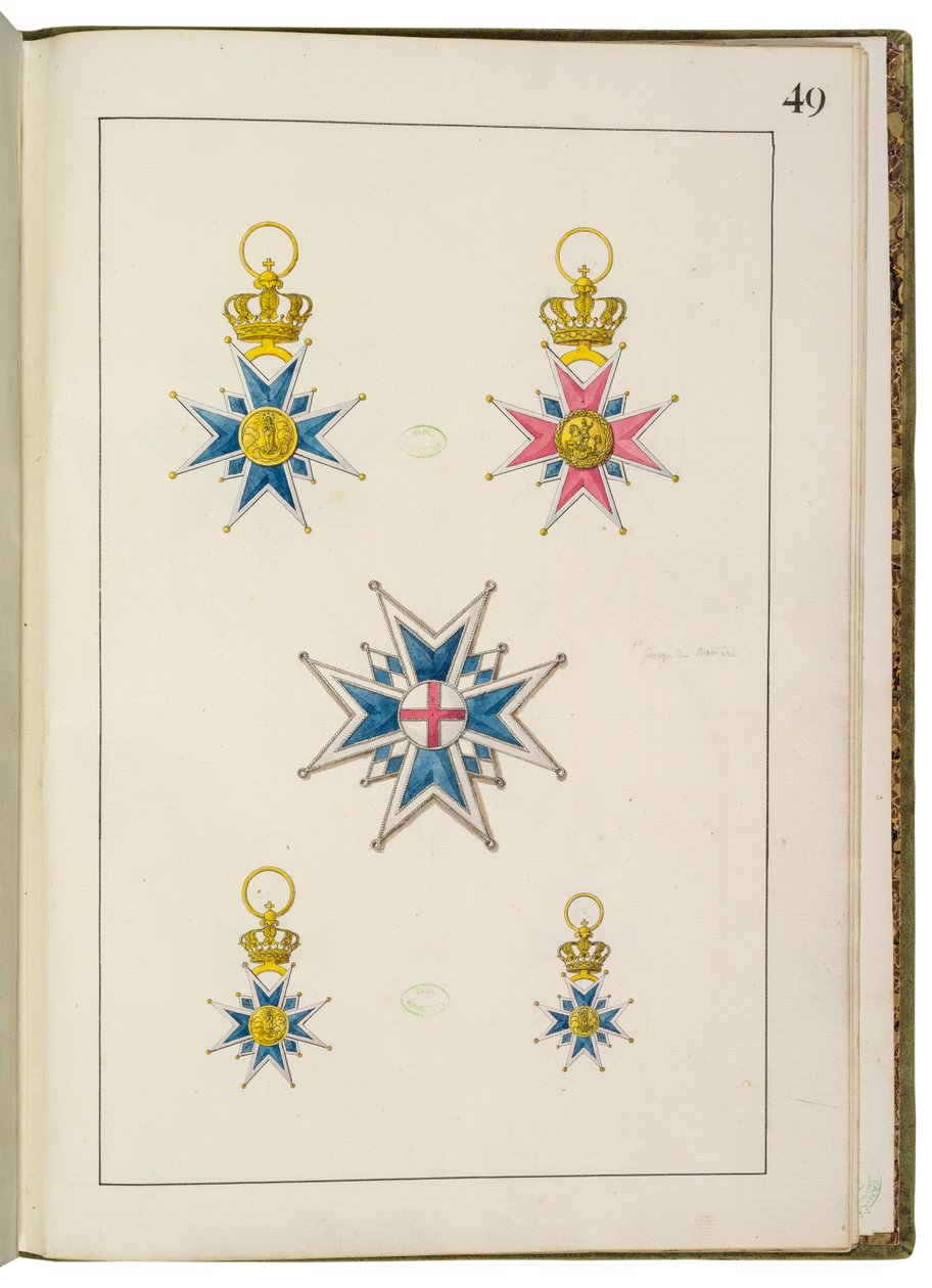 Seite aus Recueil des ordres français et étrangers von Martin Guillaume Biennais