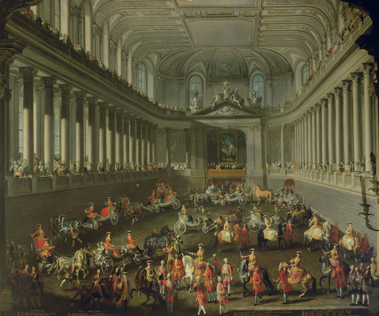 Eine Kavalkade in der Winterreitschule der Wiener Hofburg zur Feier des Sieges über die französische Armee in Prag, 1743 von Martin II Mytens or Meytens