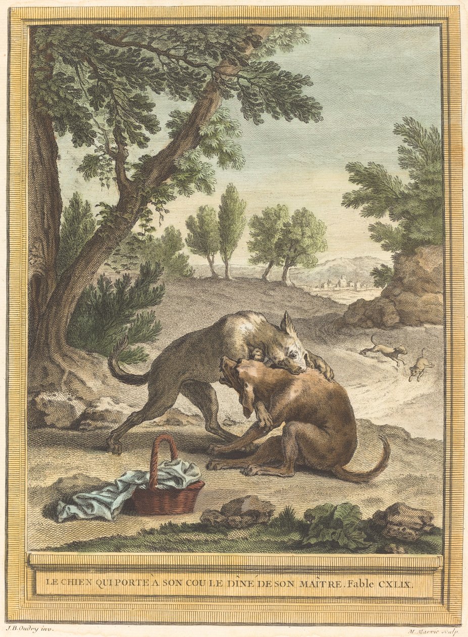 Der Hund, der das Abendessen seines Herrn trägt von Martin Marvie after Jean Baptiste Oudry
