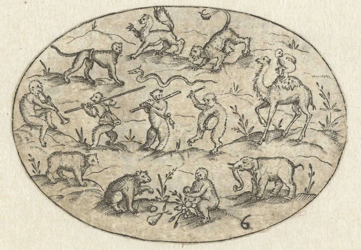 Ovaal mit vierzehn Tieren von Martin Pleginck