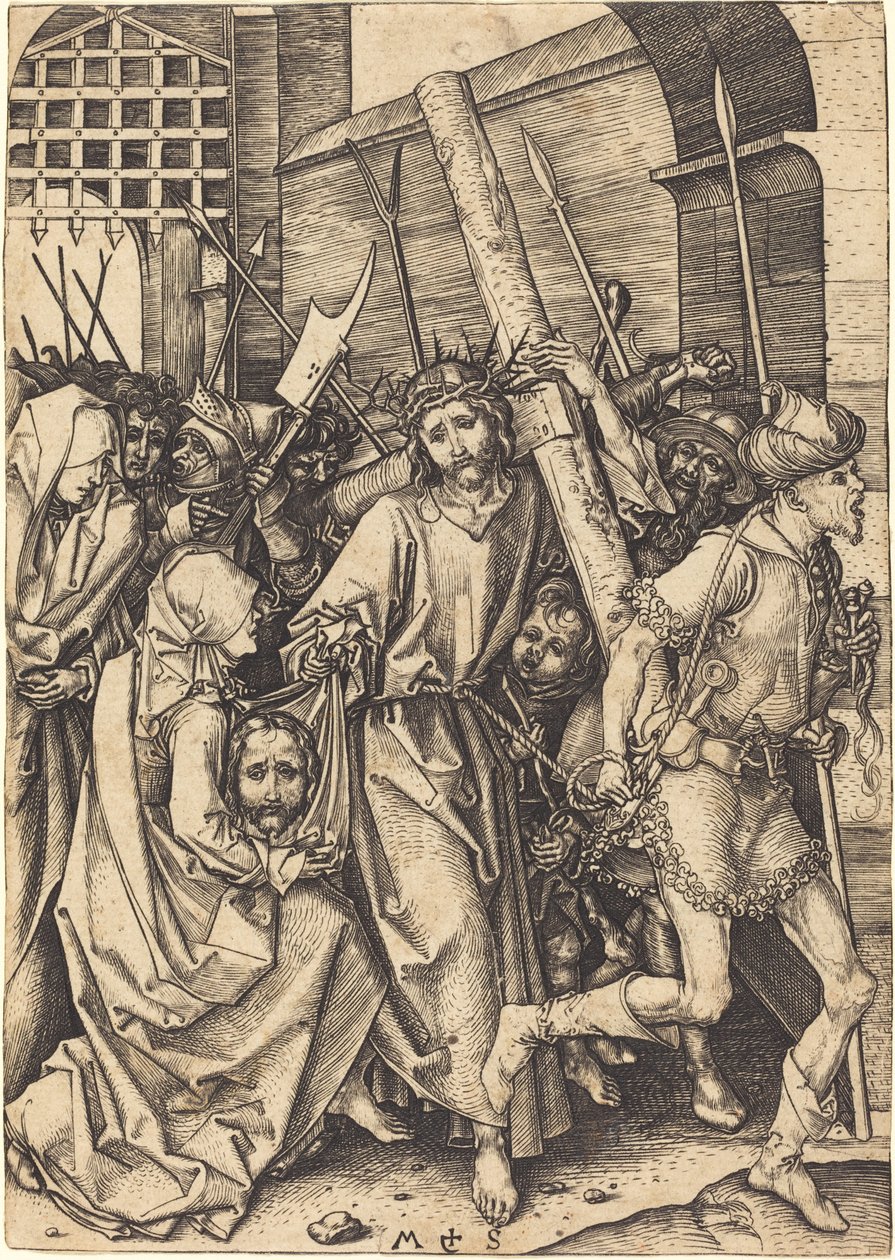 Das Tragen des Kreuzes mit der heiligen Veronika von Martin Schongauer