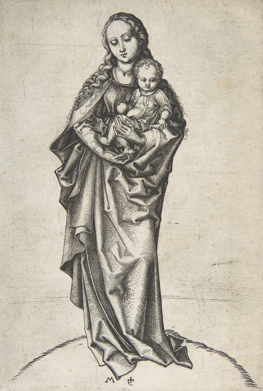 Jungfrau und Kind mit einem Apfel, ca. 1475 von Martin Schongauer
