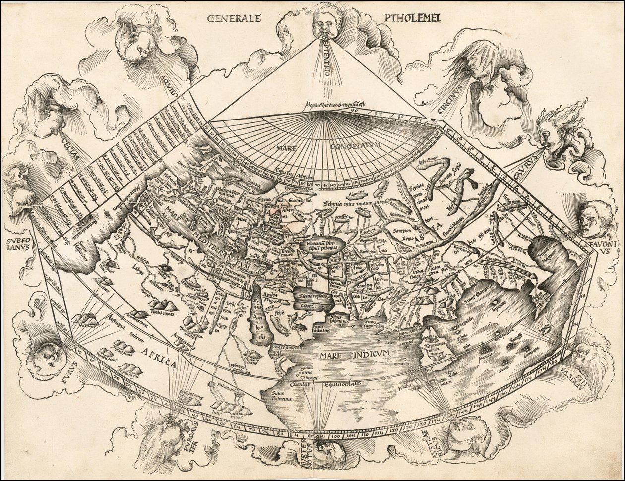 Ptolemäische Weltkarte von 1513 von Martin Waldseemüller von Martin Waldseemuller