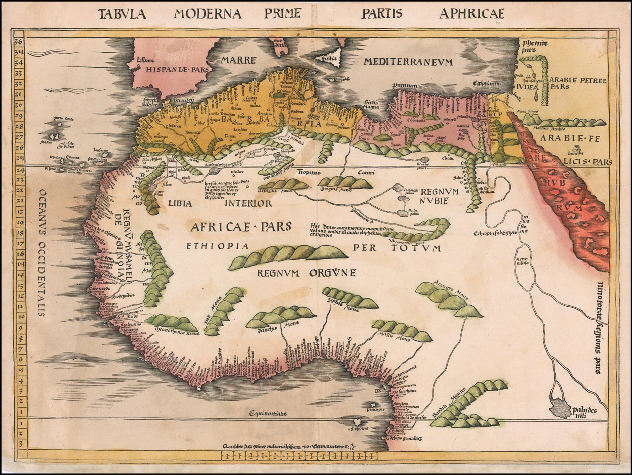 1513 Karte von West- und Nordafrika von Martin Waldseemüller von Martin Waldseemuller
