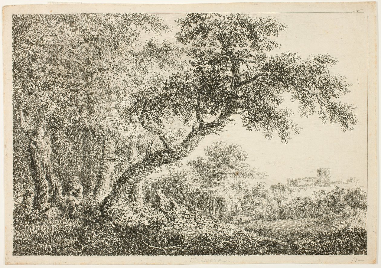 Wanderer ruht im Wald von Martin von Molitor