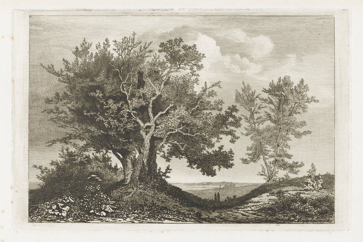 Landweg zwischen zwei Baumgruppen von Martinus Antonius Kuytenbrouwer jr.