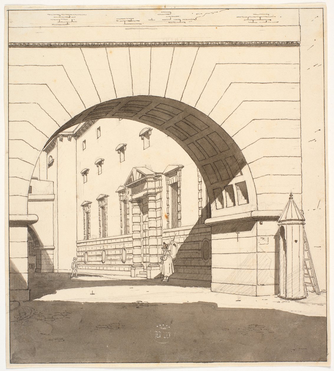 Vorstudie zum Gemälde "Das Arrestgebäude beim Rathaus und Gerichtshaus" von Martinus Rørbye