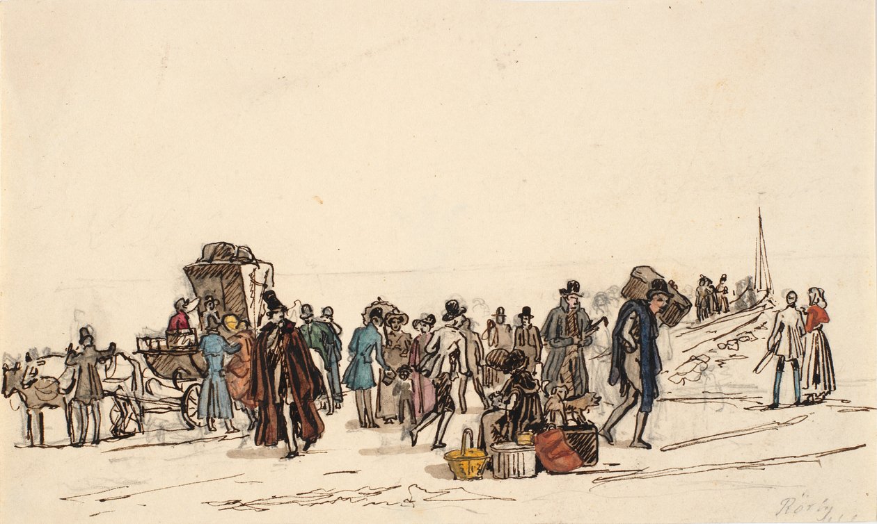 Studie zu "Die Schiffsbrücke in Horten im Christianiafjord" von Martinus Rørbye